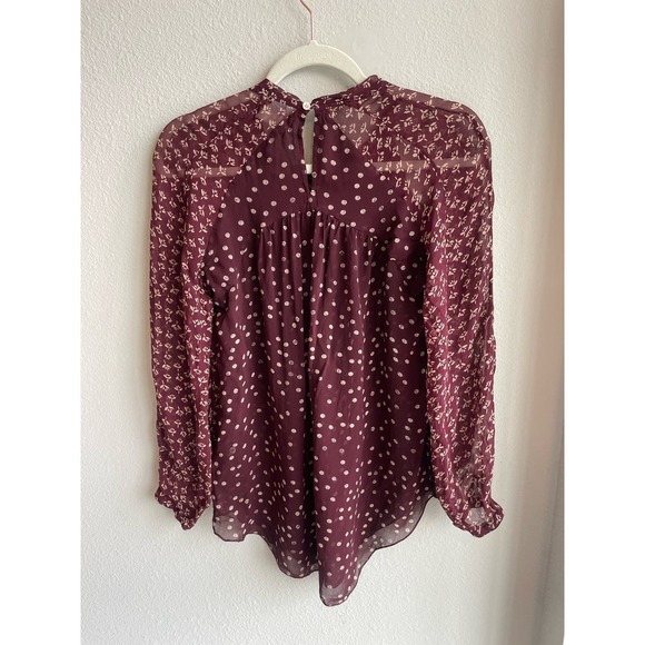 Isabel Marant Etoile Presley Printed Blouse Floral Dot Print Burgundy‎ Size 38 - Picture 8 of 10